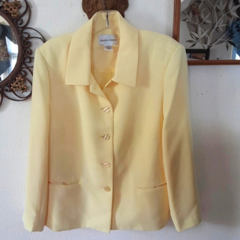 DRAPERS & DAMONS YELLOW BLAZER LONG SLEEVE JACKET, 14P